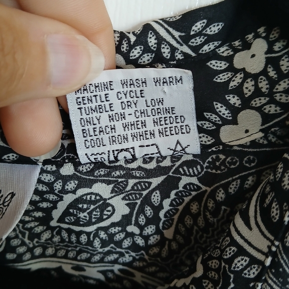 Diane Von Furstenberg Black White Paisley Sheer Long Sleeve Button Up 2x/3x - Picture 4 of 6